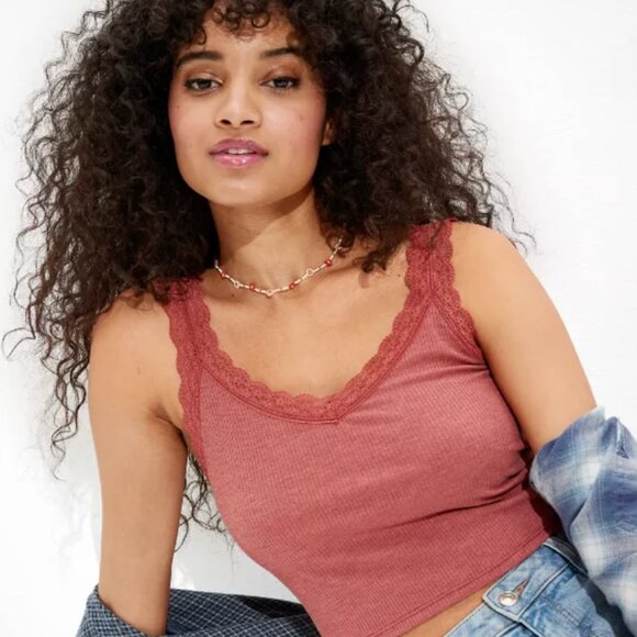 NWT American Eagle Lace Crop Cami Si - Picture 1 of 5